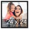 24x24 Solid Wood Picture Frame with UV-Resistant Acrylic & Acid-Free Backing, Available in 6 Finishes: Matte Black, Matte White, Metallic Bronze, Silver, Natural Wood Grain & Mahogany